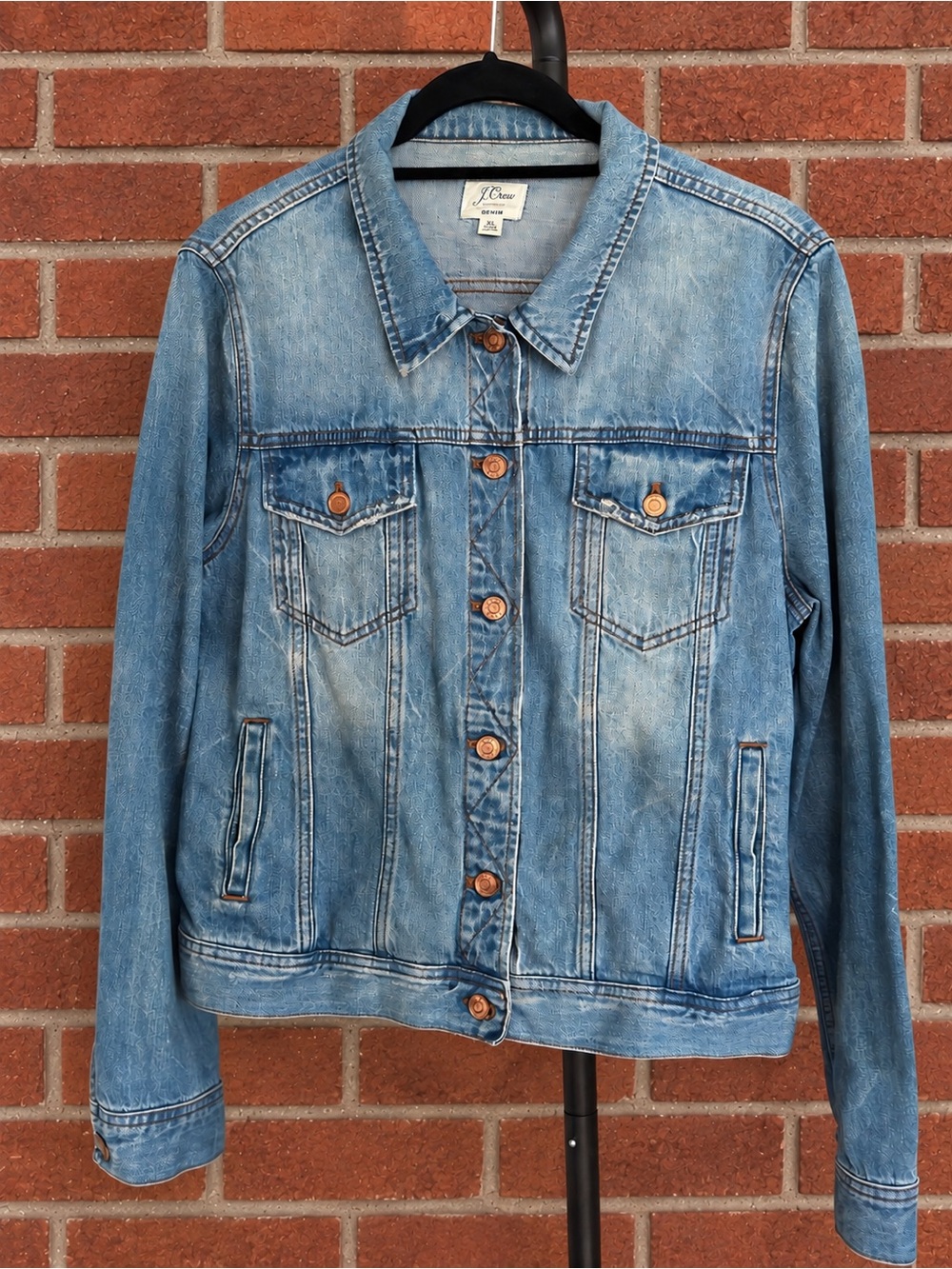 J. Crew Classic Newton Wash Denim Jacket Copper Buttons Size XXL